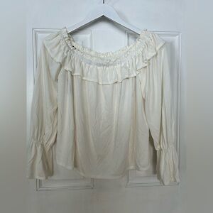 Harlowe & Graham Off-Shoulder Cream Blouse
